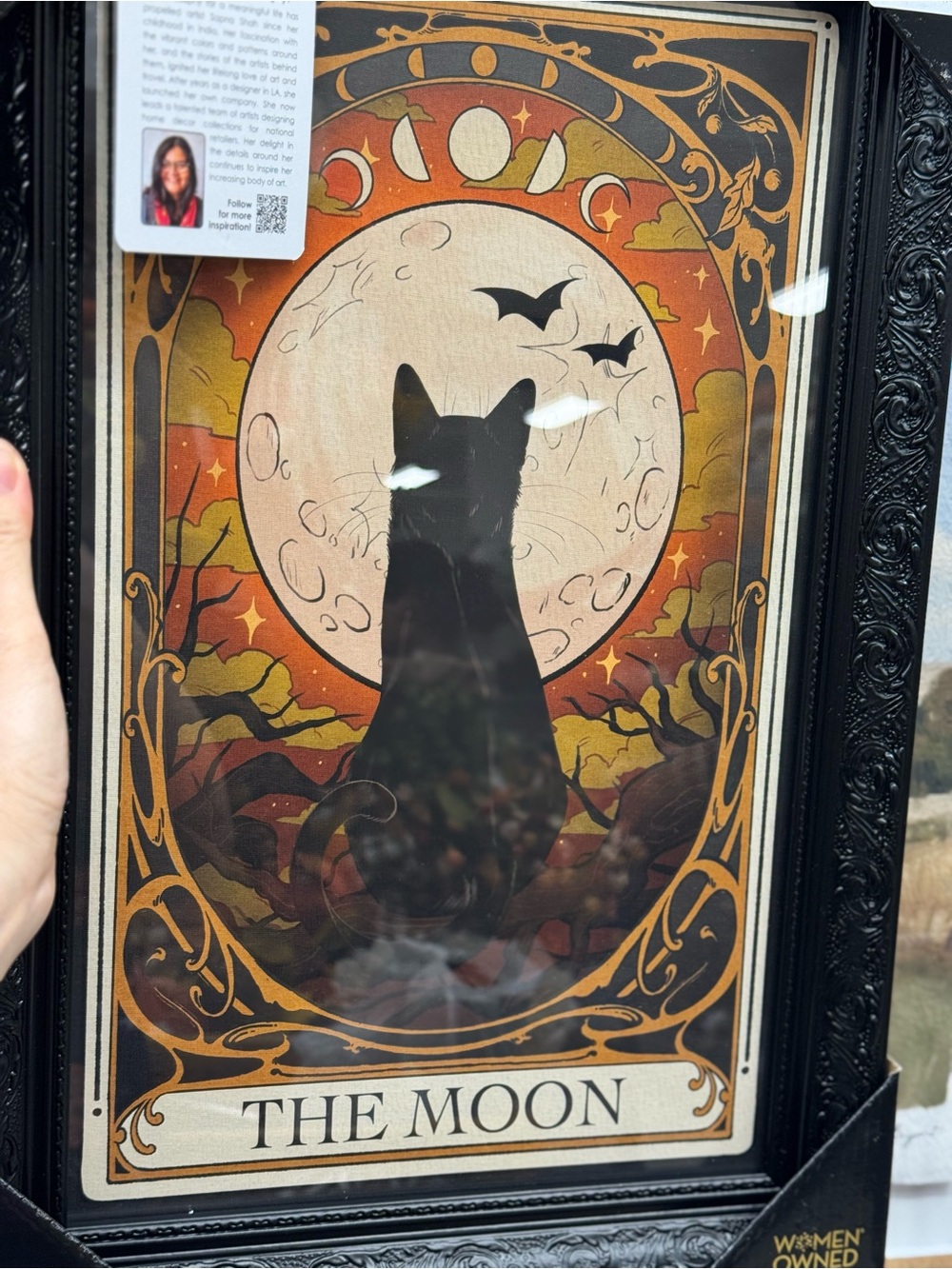 Cat Halloween THE MOON Wall Art by Sarna Shah 12x18”